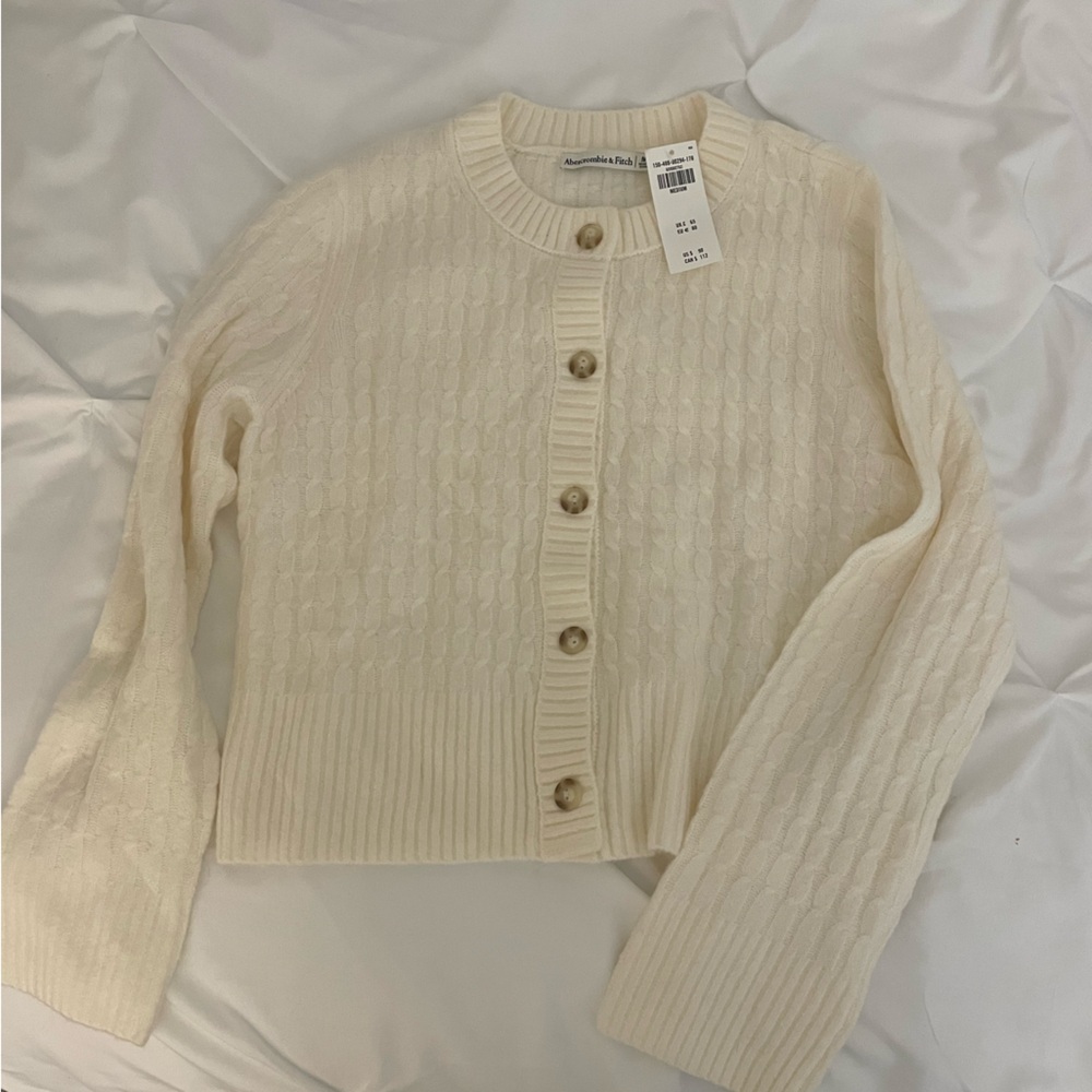 Abercrombie & Fitch Cream Button-Up Cardigan